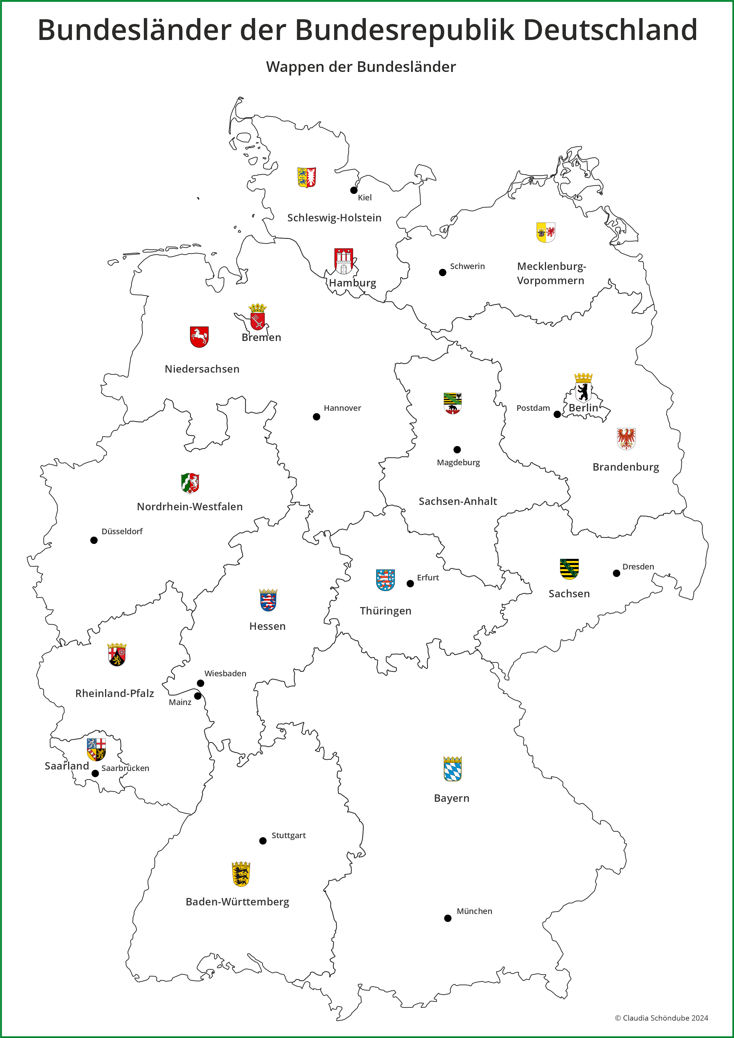 Bundesländer Deutschlands mit Wappen