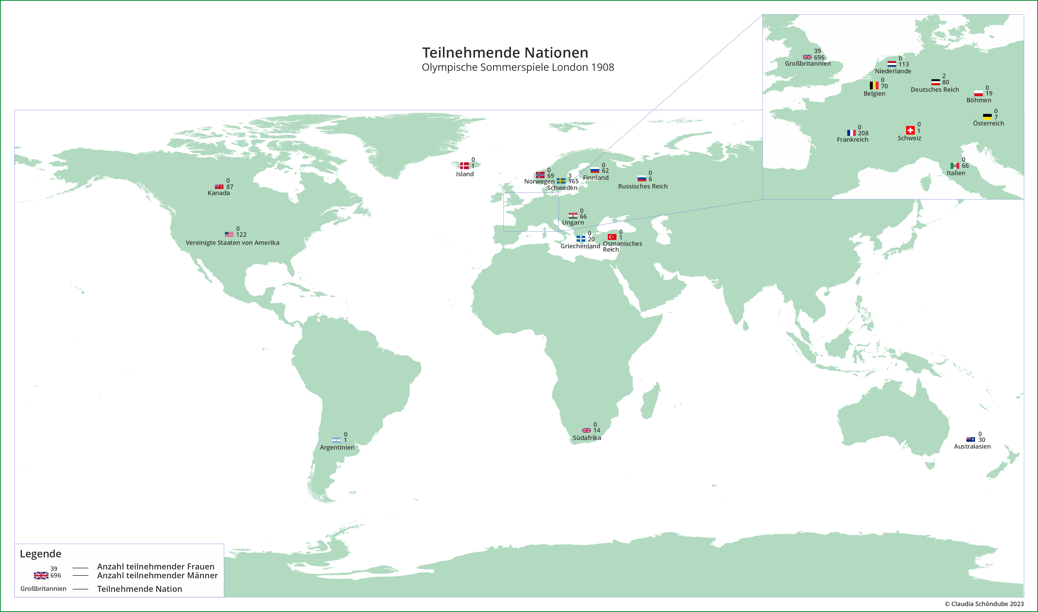Teilnehmende Nationen der Olympischen Sommerspiele 1908 in London